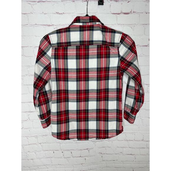Gymboree Red White Plaid Long Sleeve Collared Shirt Boys Medium 7 8 Christmas - Picture 3 of 4
